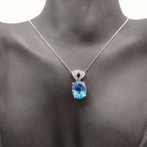 Blue Gemstone Silver Necklace 20in